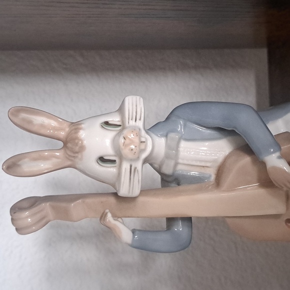 Porcelain Figurine Of Rabbit Playing Stringed Instrument - Picture 2 of 7